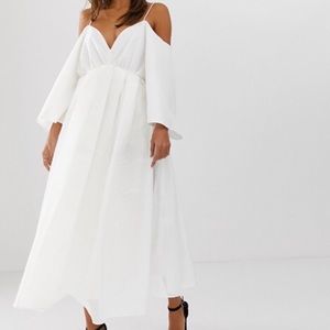 ASOS white elegant maternity dress